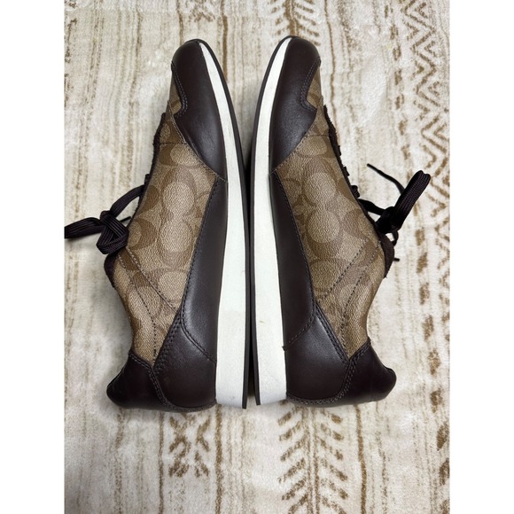 Coach Rebecca Signature Brown Canvas Leather Sneakers Shoes-Women's 11B - Picture 5 of 11